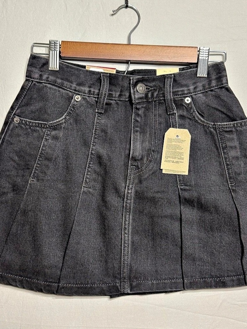 Levi's A-Line Utility Skirt Denim Mini Skirt Black Waist 25 NWT